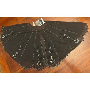 New w/h Tags Echo Black Heavily Beaded Formal Sheer Shaw Scarf $129